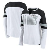 Los Angeles Kings Fanatics Women's Frozen Long Sleeve Notch Neck T-Shirt - White/Black T-shirts