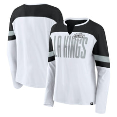 Los Angeles Kings Fanatics Women's Frozen Long Sleeve Notch Neck T-Shirt - White/Black T-shirts