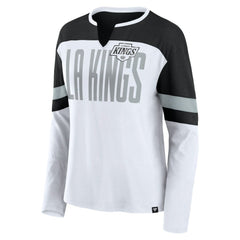 Los Angeles Kings Fanatics Women's Frozen Long Sleeve Notch Neck T-Shirt - White/Black T-shirts