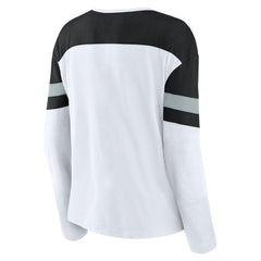 Los Angeles Kings Fanatics Women's Frozen Long Sleeve Notch Neck T-Shirt - White/Black T-shirts