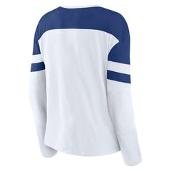 Toronto Maple Leafs Fanatics Women's Frozen Long Sleeve Notch Neck T-Shirt - White/Blue T-shirts
