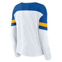 St. Louis Blues Fanatics Women's Frozen Long Sleeve Notch Neck T-Shirt - White/Blue T-shirts