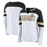 Vegas Golden Knights Fanatics Women's Frozen Long Sleeve Notch Neck T-Shirt - White/Black T-shirts