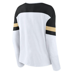 Vegas Golden Knights Fanatics Women's Frozen Long Sleeve Notch Neck T-Shirt - White/Black T-shirts