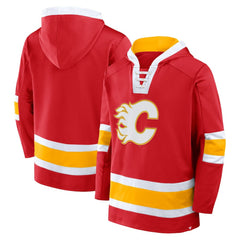 Calgary Flames Fanatics Inside Line Fleece Pullover Hoodie- Red Hoodies