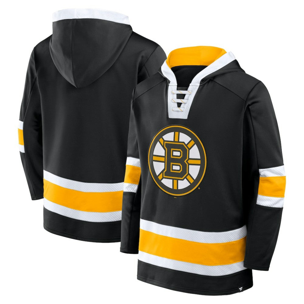 Boston Bruins Fanatics Inside Line Fleece Pullover Hoodie- Black Hoodies