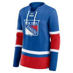 New York Rangers Fanatics Women's Prime Time Lace-Up Long Sleeve T-Shirt - Blue T-shirts