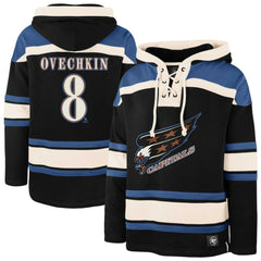 Alexander Ovechkin Washington Capitals '47 Player Name & Number Lacer Pullover Hoodie - Black Hoodies