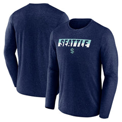 Seattle Kraken Fanatics Transition Long Sleeve T-Shirt - Heather Navy T-shirts