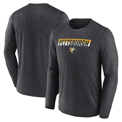 Pittsburgh Penguins Fanatics Transition Long Sleeve T-Shirt - Heather Charcoal T-shirts