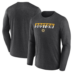 Boston Bruins Fanatics Transition Long Sleeve T-Shirt - Heather Charcoal T-shirts