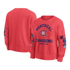 Montreal Canadiens Fanatics Women's Oversized Vintage Go Team Pullover Sweatshirt - Red Sweatshirts
