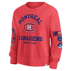 Montreal Canadiens Fanatics Women's Oversized Vintage Go Team Pullover Sweatshirt - Red Sweatshirts
