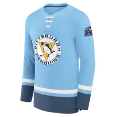 Pittsburgh Penguins Fanatics Vintage High Point Long Sleeve T-Shirt - Light Blue T-shirts