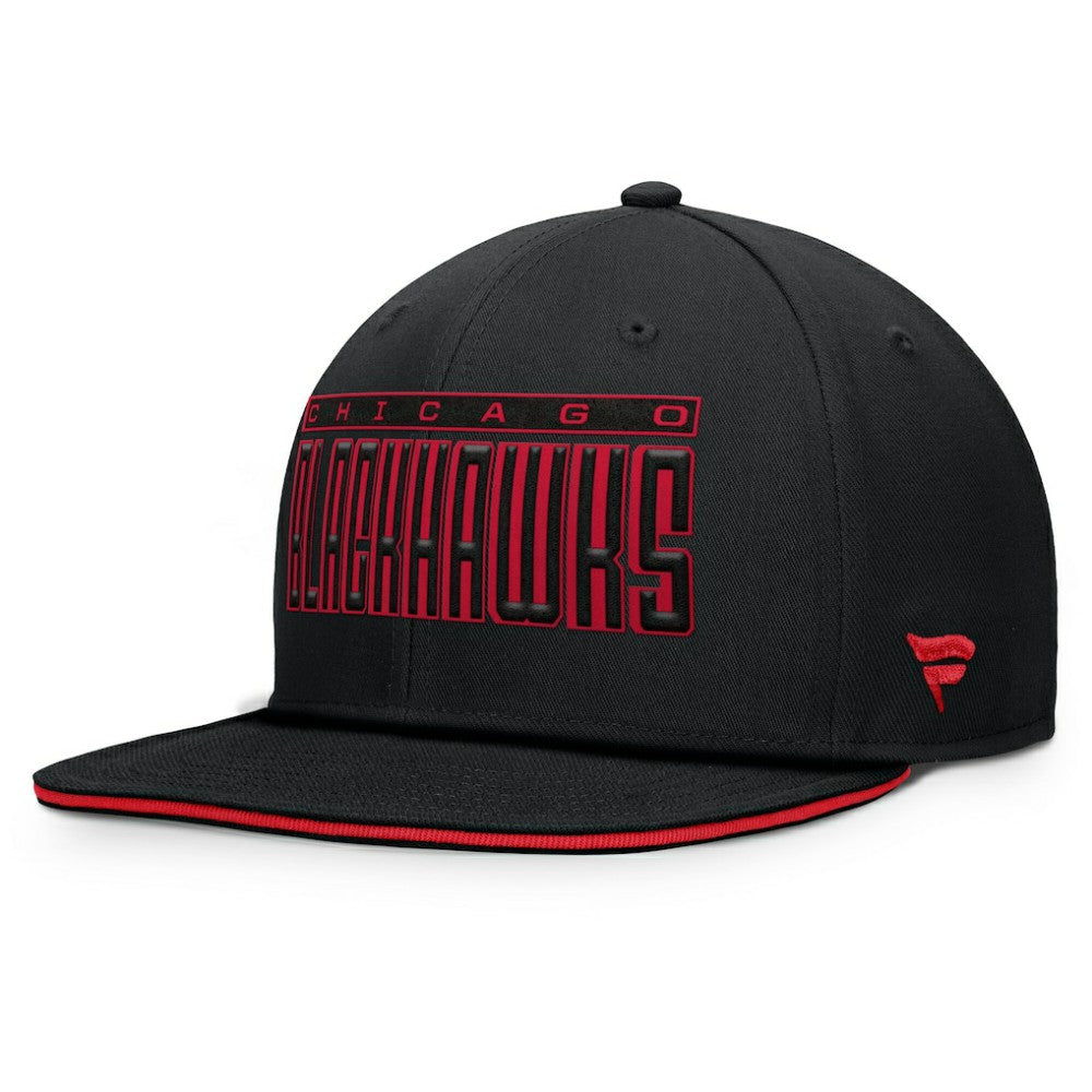 Chicago Blackhawks Fanatics Fundamental Gino Stack Snapback Hat - Black Hats