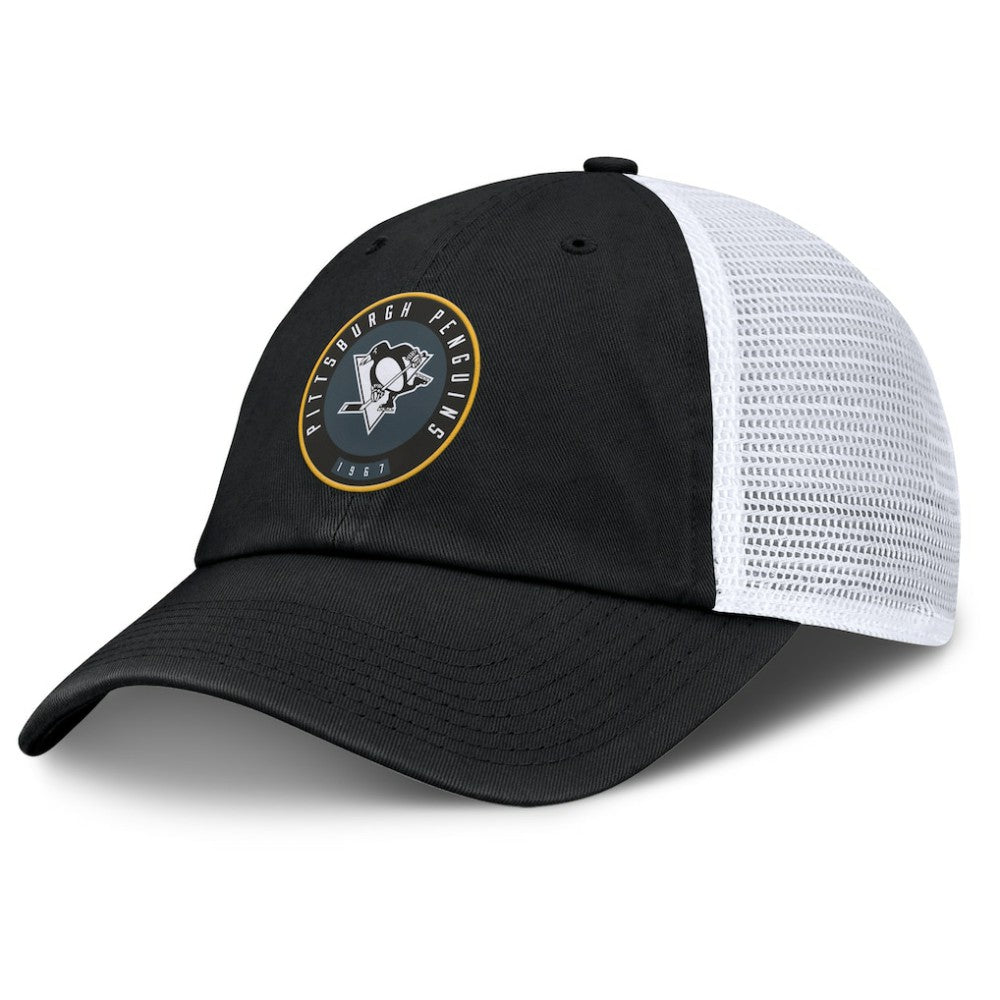 Pittsburgh Penguins Fanatics Averie Trucker Adjustable Hat - Black/White Hats