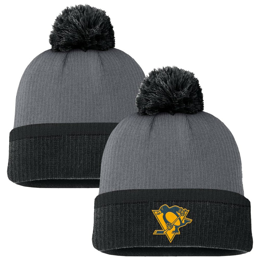 Pittsburgh Penguins Fanatics Women's Cuffed Knit Hat with Pom - Charcoal Hats