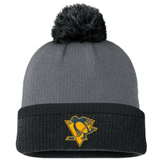 Pittsburgh Penguins Fanatics Women's Cuffed Knit Hat with Pom - Charcoal Hats
