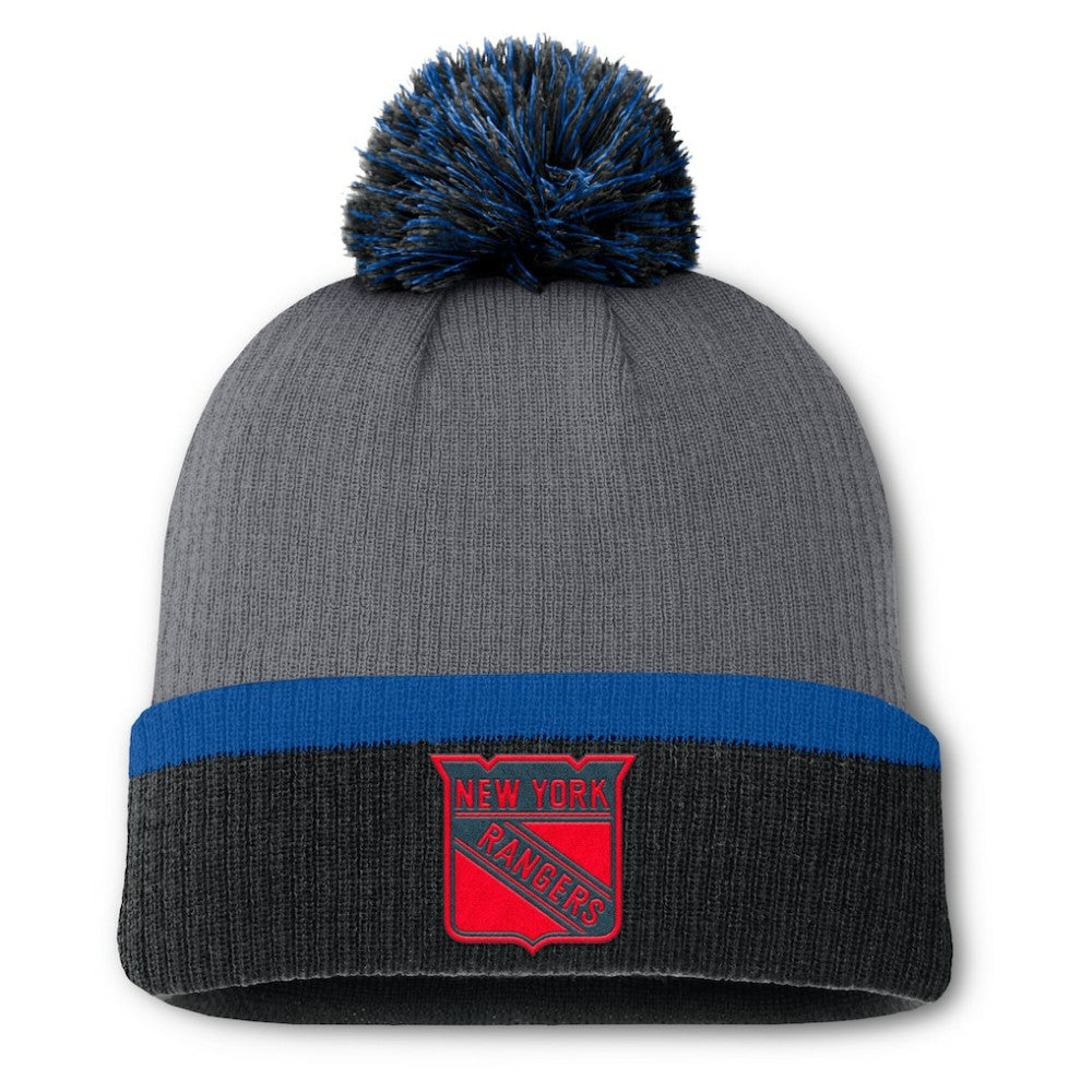 New York Rangers Fanatics Women's Cuffed Knit Hat with Pom - Charcoal Hats