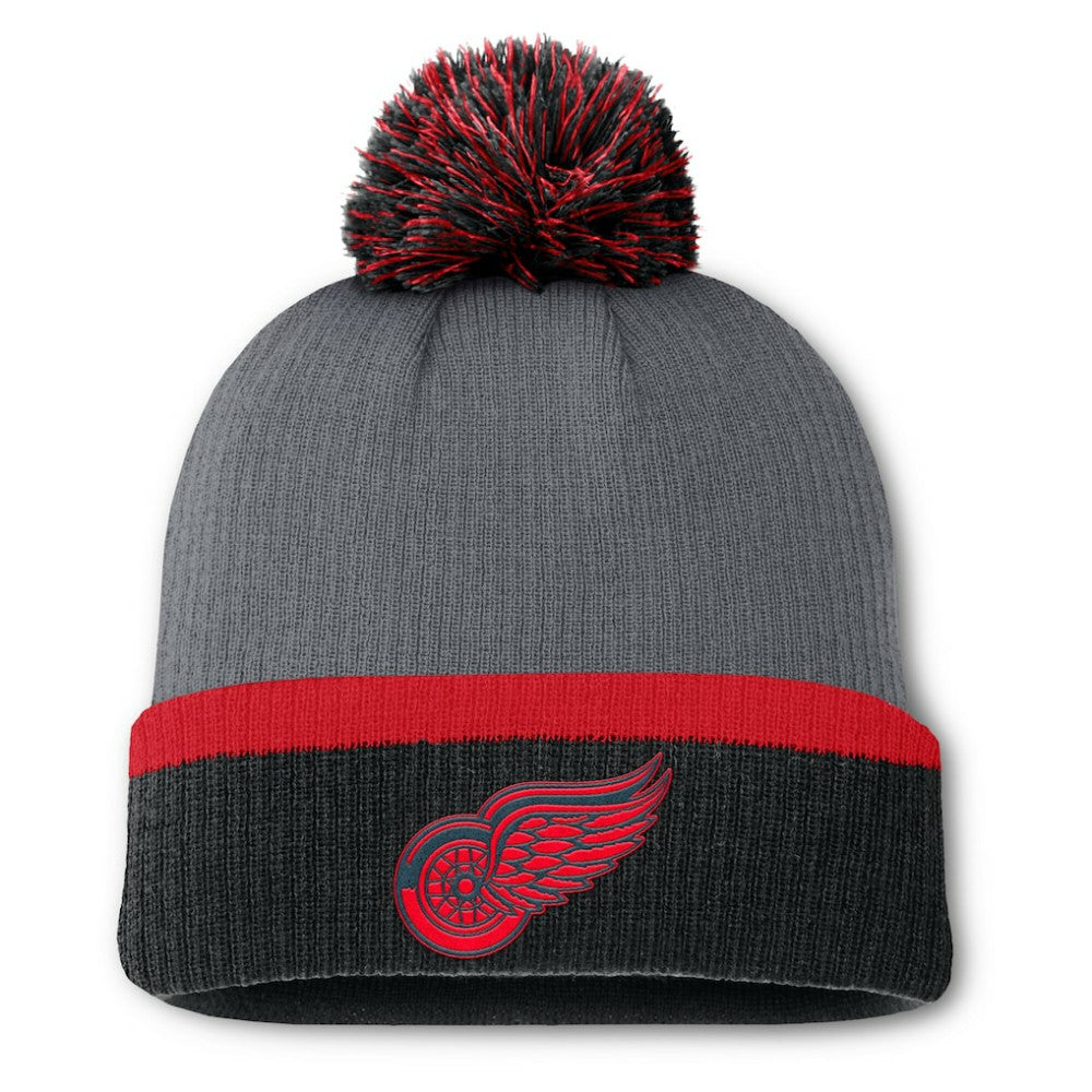 Detroit Red Wings Fanatics Women's Cuffed Knit Hat with Pom - Charcoal Hats