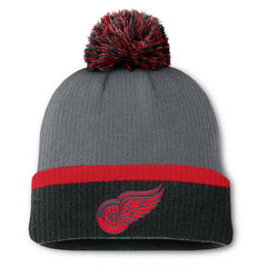 Detroit Red Wings Fanatics Women's Cuffed Knit Hat with Pom - Charcoal Hats