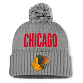 Chicago Blackhawks Fanatics Women's Heritage Tilly Cuffed Knit Hat with Pom - Gray Hats