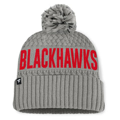 Chicago Blackhawks Fanatics Women's Heritage Tilly Cuffed Knit Hat with Pom - Gray Hats