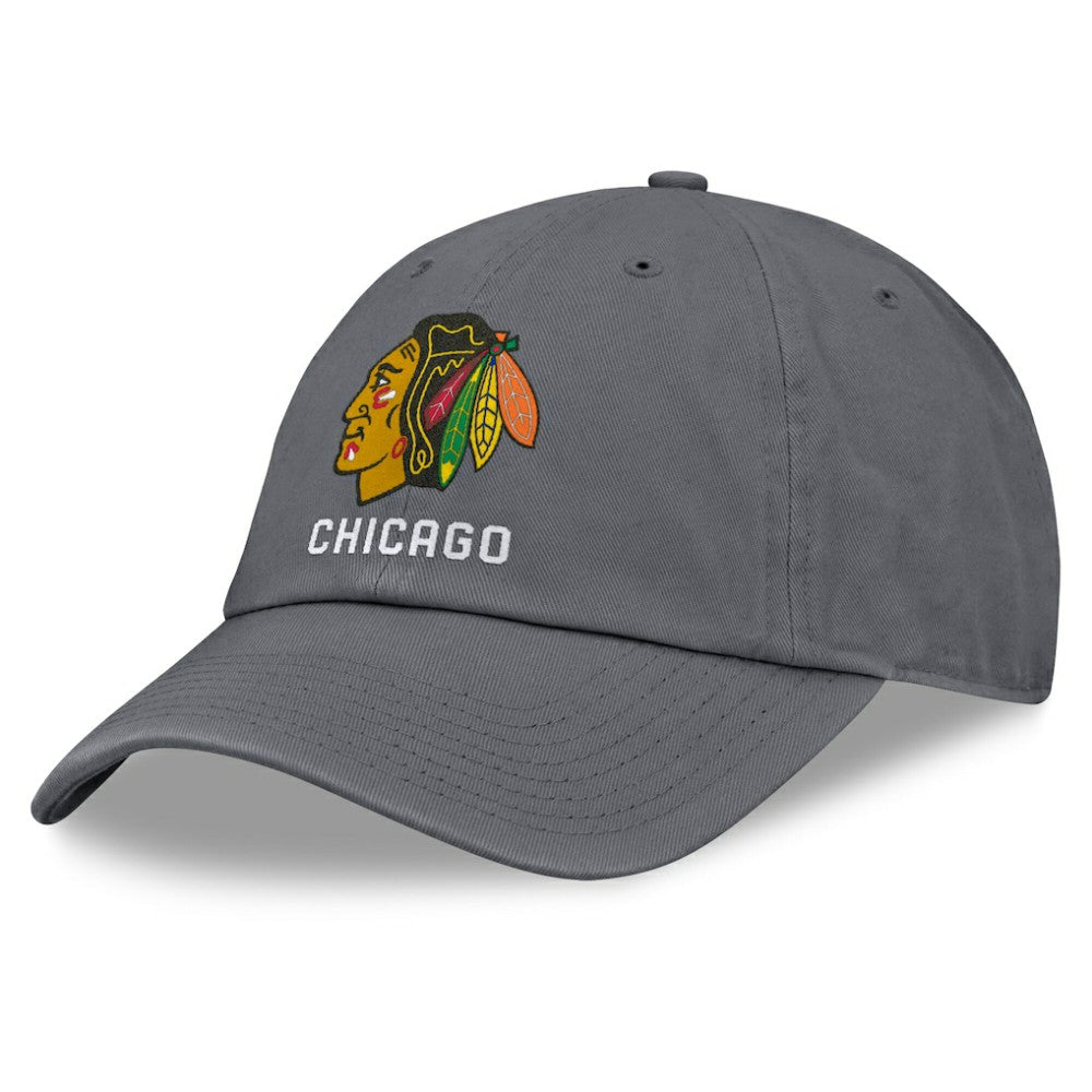 Chicago Blackhawks Fanatics Washed Adjustable Hat - Charcoal Hats