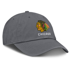 Chicago Blackhawks Fanatics Washed Adjustable Hat - Charcoal Hats