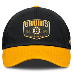 Boston Bruins Fanatics Fundamental One-Time Trucker Adjustable Hat - Black Hats