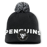 Pittsburgh Penguins Fanatics Fundamental High Stick Cuffed Knit Hat with Pom - Black Hats