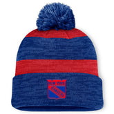 New York Rangers Fanatics Fundamental Red Line Cuffed Knit Hat with Pom - Navy Hats