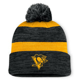 Pittsburgh Penguins Fanatics Fundamental Red Line Cuffed Knit Hat with Pom - Black Hats