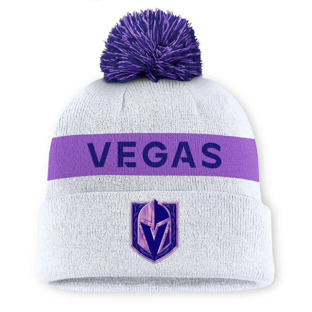 Vegas Golden Knights Fanatics Hockey Fights Cancer Cuffed Knit Hat with Pom - White Hats
