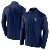 Seattle Kraken Logo Athletic Head-to-Head Raglan Quarter-Zip Top - Navy Tops