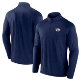 Nashville Predators Logo Athletic Head-to-Head Raglan Quarter-Zip Top - Navy Tops