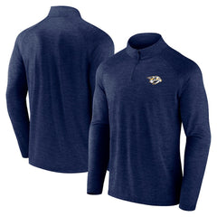 Nashville Predators Logo Athletic Head-to-Head Raglan Quarter-Zip Top - Navy Tops