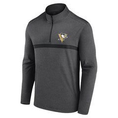 Pittsburgh Penguins Logo Athletic Head-to-Head Raglan Quarter-Zip Top - Heather Charcoal Tops