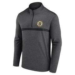Boston Bruins Logo Athletic Head-to-Head Raglan Quarter-Zip Top - Heather Charcoal Tops