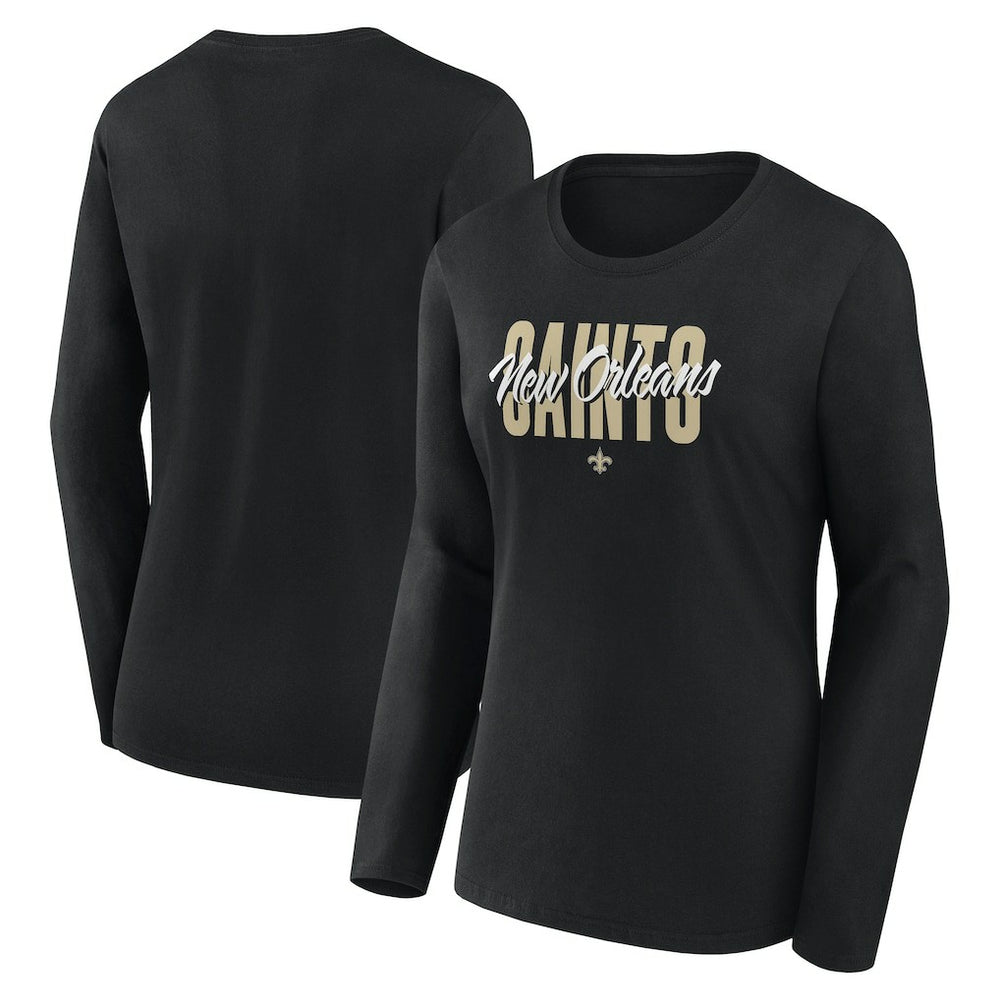 New Orleans Saints Logo Athletic Women's Grip Long Sleeve T-Shirt - Black discount
