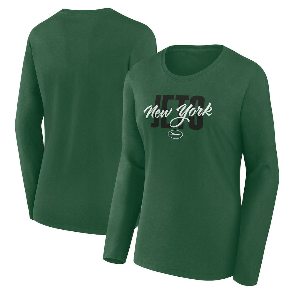 New York Jets Logo Athletic Women's Grip Long Sleeve T-Shirt - Green discount