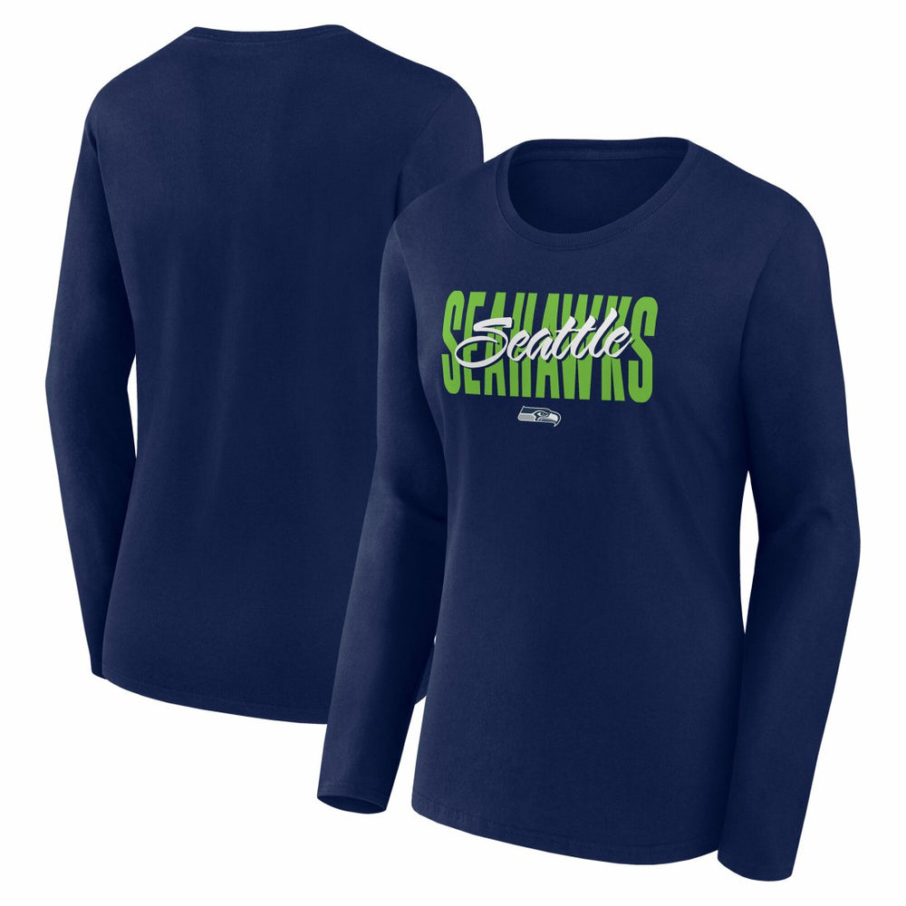 Seattle Seahawks Logo Athletic Women's Grip Long Sleeve T-Shirt - College Navy outlet