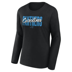 Carolina Panthers Logo Athletic Women's Grip Long Sleeve T-Shirt - Black on sale