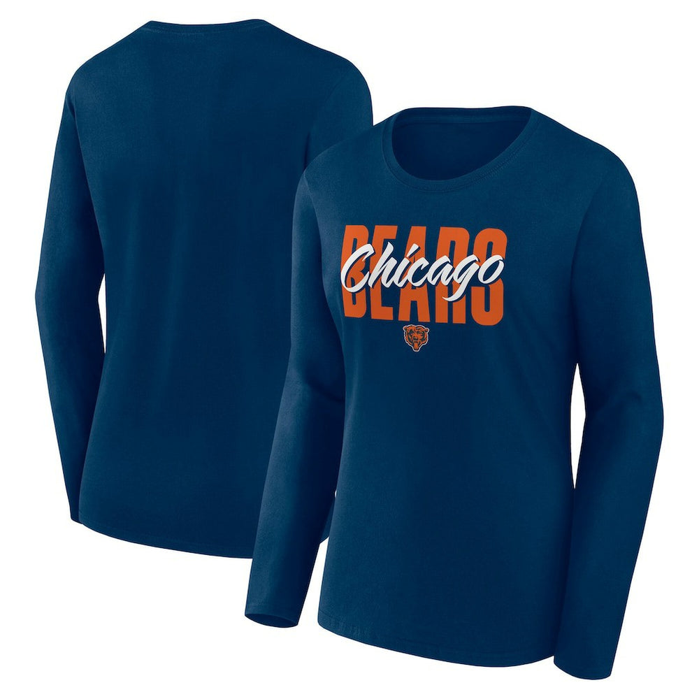 Chicago Bears Logo Athletic Women's Grip Long Sleeve T-Shirt - Navy cheap