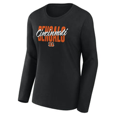 Cincinnati Bengals Logo Athletic Women's Grip Long Sleeve T-Shirt - Black online