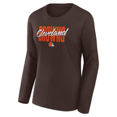 Cleveland Browns Logo Athletic Women's Grip Long Sleeve T-Shirt - Brown online