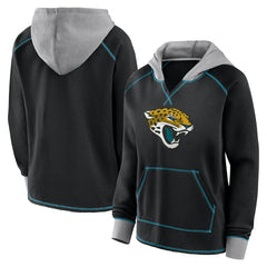 Jacksonville Jaguars Logo Athletic Women's Boom Fleece Pullover V-Neck Hoodie - Black sale