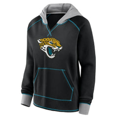 Jacksonville Jaguars Logo Athletic Women's Boom Fleece Pullover V-Neck Hoodie - Black sale