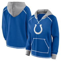 Indianapolis Colts Logo Athletic Women's Boom Fleece Pullover V-Neck Hoodie - Royal cheap