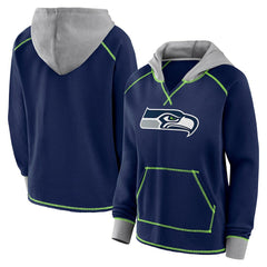 Seattle Seahawks Logo Athletic Women's Boom Fleece Pullover V-Neck Hoodie - College Navy cheap